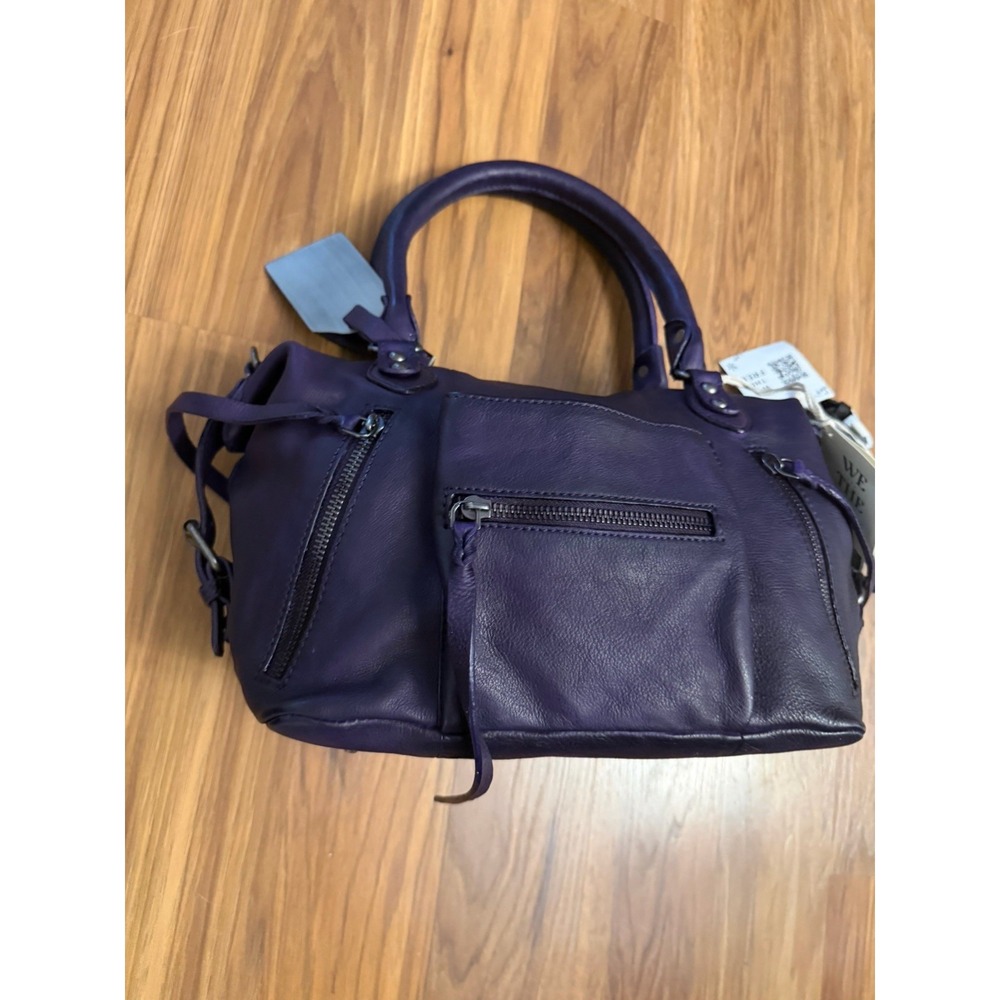NWT We The Free People Baby Emerson MIDNIGHT ORCHID Leather Tote Bag Purple - Picture 3 of 11